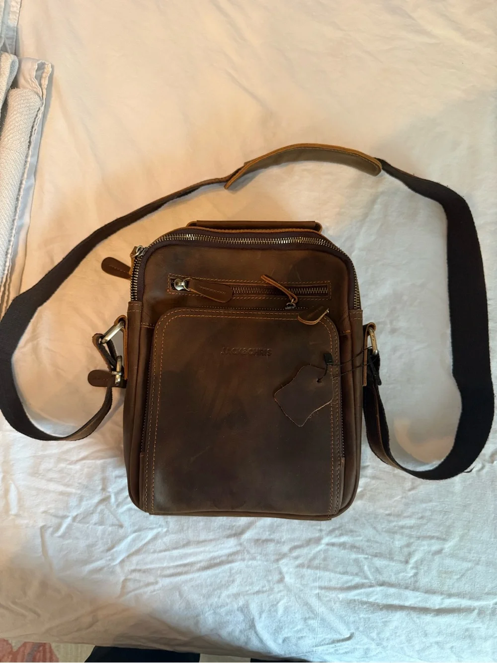 Leather Crossbody Bag for Men - Brown